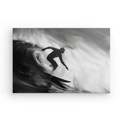 Tableau Surfeur Vague Rouleau Noir et Blanc - #tag1# - #tag2# 
