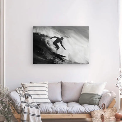 Tableau Surfeur Vague Rouleau Noir et Blanc - #tag1# - #tag2# 