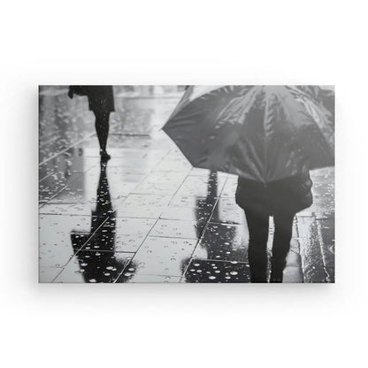 Tableau Pluie Parapluie Scene Urbaine Noir et Blanc - #tag1# - #tag2# 