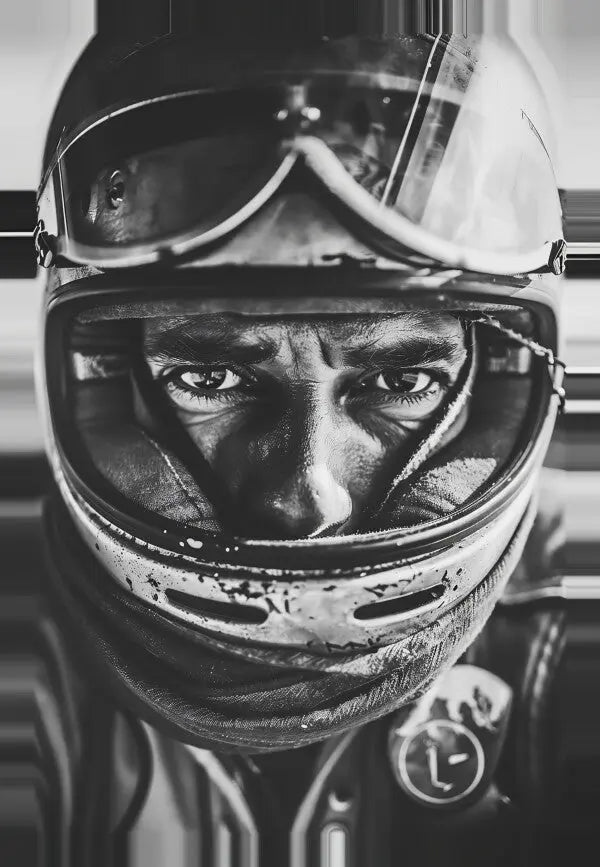 Tableau Motard Casque Noir et Blanc - #tag1# - #tag2# 