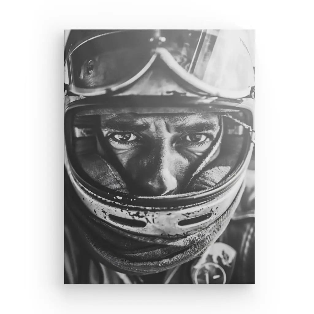 Tableau Motard Casque Noir et Blanc - #tag1# - #tag2# 