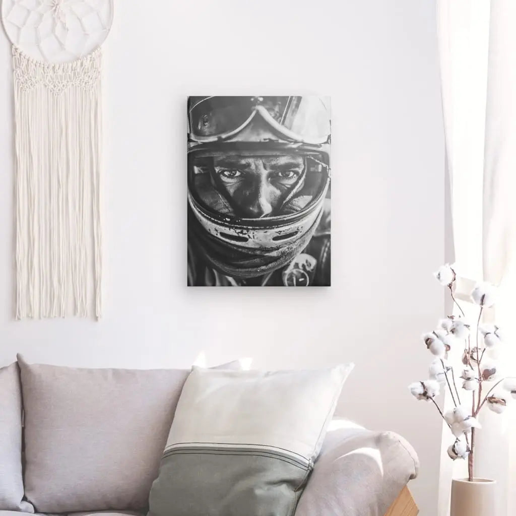 Tableau Motard Casque Noir et Blanc - #tag1# - #tag2# 