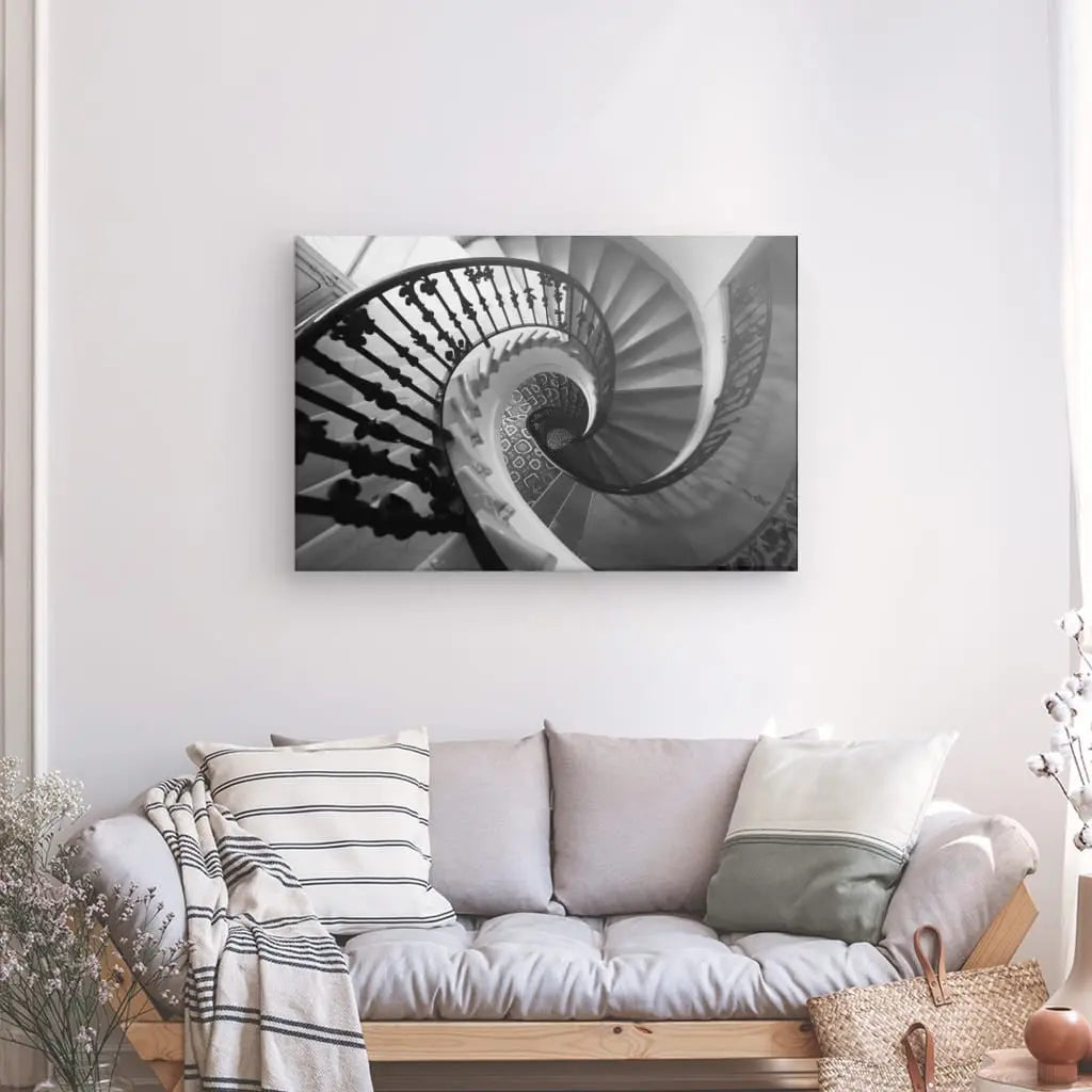 Tableau Escalier Spirale Noir et Blanc - #tag1# - #tag2# 