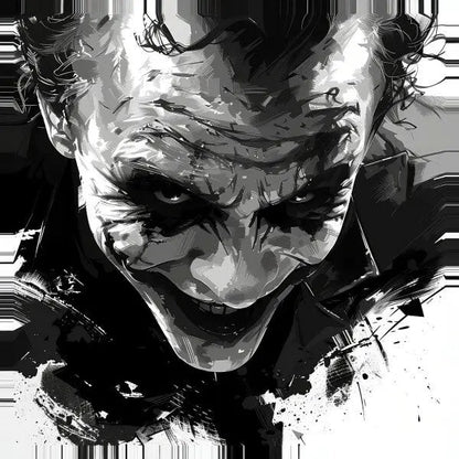 Tableau Peinture Joker Marvel Sourire Démoniaque Noir et Blanc - #tag1# - #tag2# 