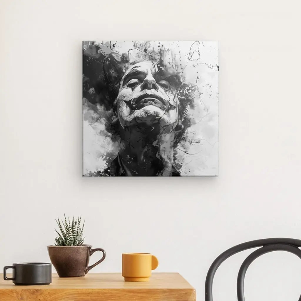 Tableau Joker Art Abstrait Noir et Blanc - #tag1# - #tag2# 
