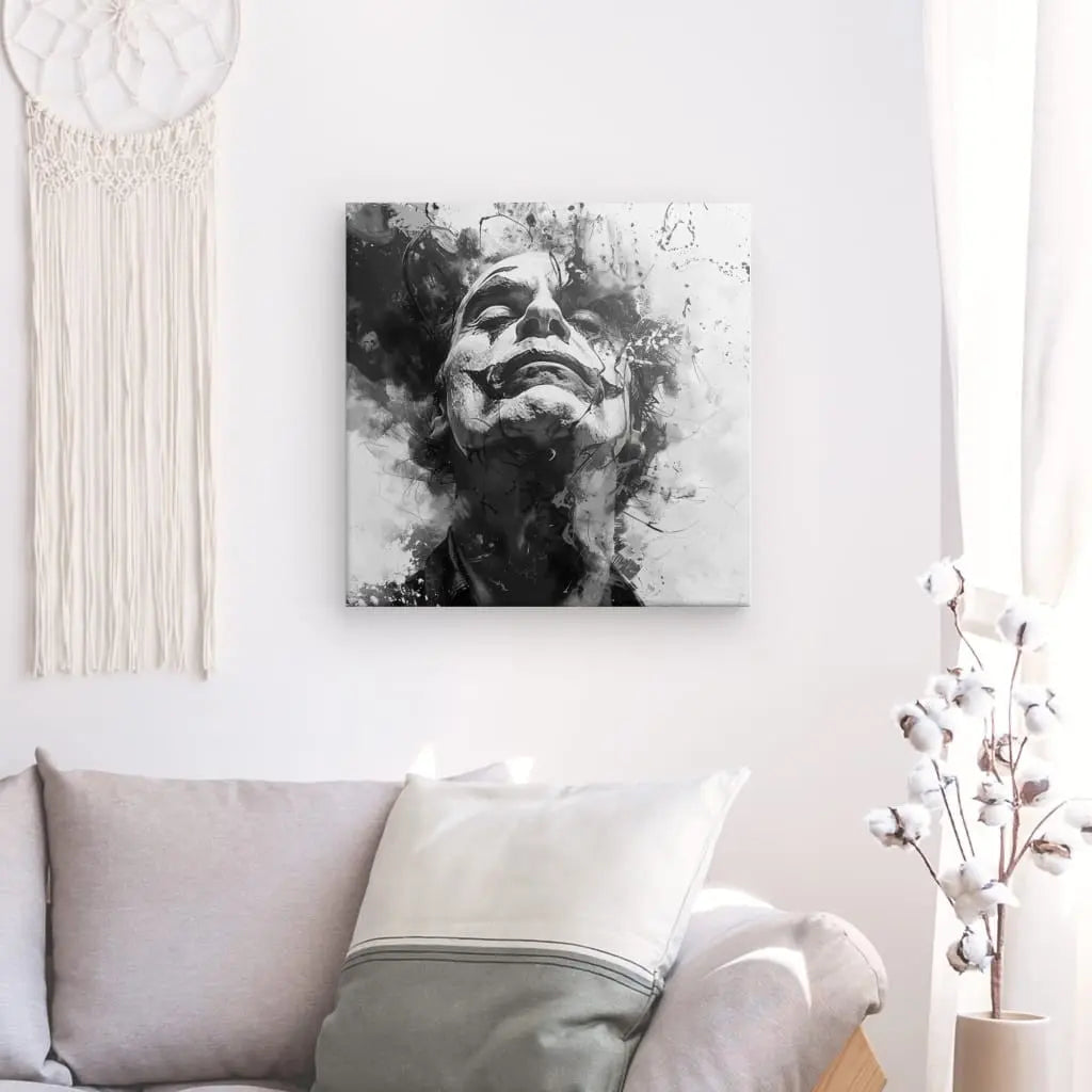 Tableau Joker Art Abstrait Noir et Blanc - #tag1# - #tag2# 
