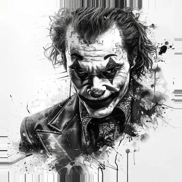 Tableau Portrait Moderne Joker Batman Noir et Blanc - #tag1# - #tag2# 