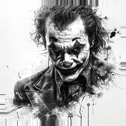 Tableau Portrait Moderne Joker Batman Noir et Blanc - #tag1# - #tag2# 