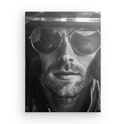 Tableau Portrait Gros Plan Motard Rayban Noir et Blanc - #tag1# - #tag2# 