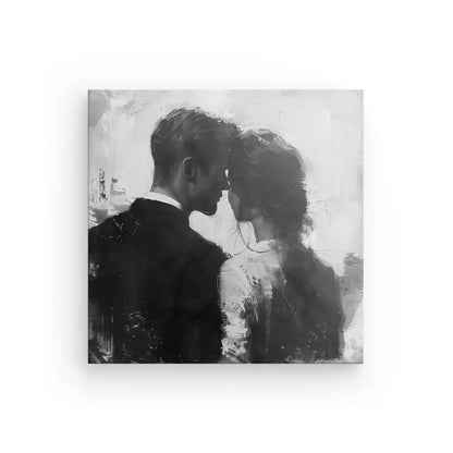 Tableau Couple Amoureux Dos Peinture Noir et Blanc - #tag1# - #tag2# 