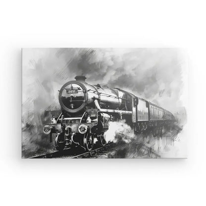 Tableau Peinture Locomotive Vintage Noir et Blanc - #tag1# - #tag2# 