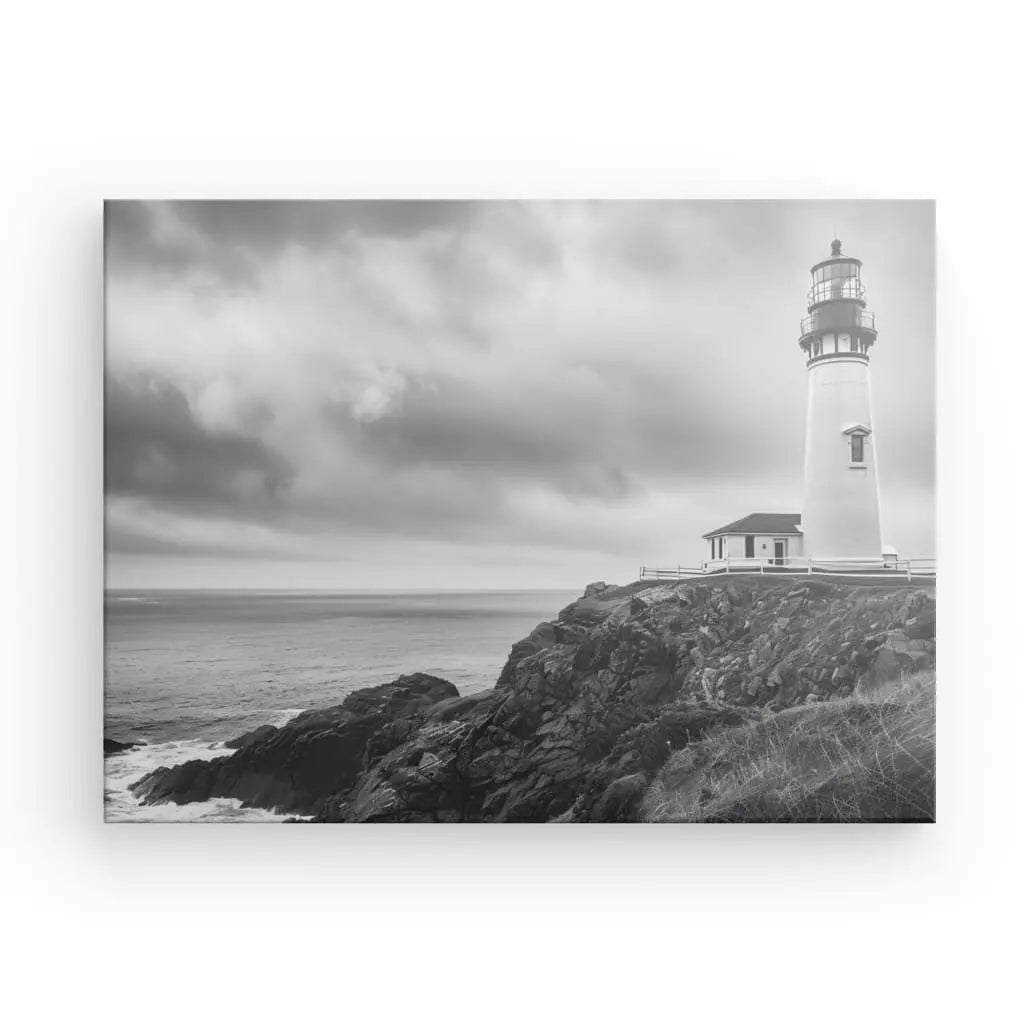 Tableau Phare Bateau Bord de Mer Noir et Blanc - #tag1# - #tag2# 