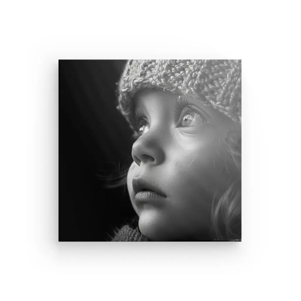 Tableau Portrait Enfant Bonnet Noir et Blanc - #tag1# - #tag2# 