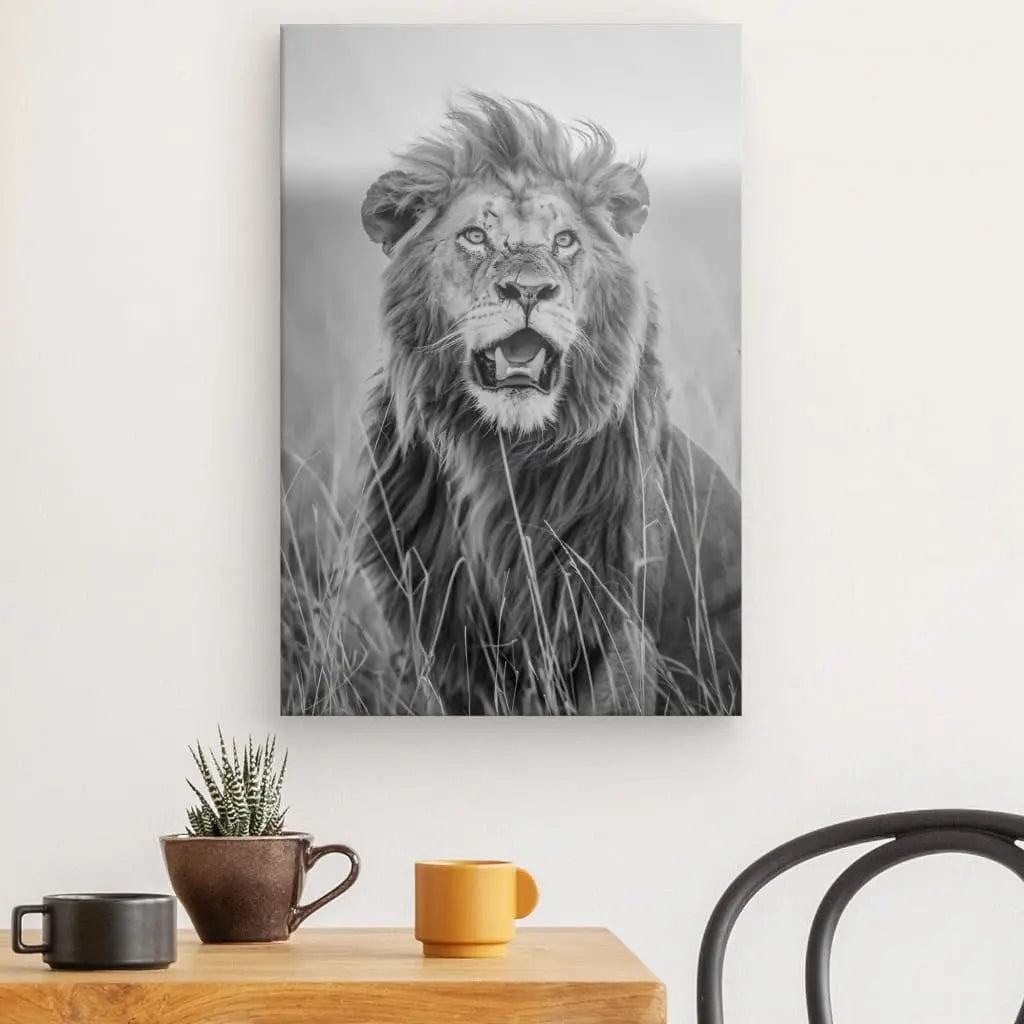 Tableau Lion Rugissement Noir et Blanc - #tag1# - #tag2# 