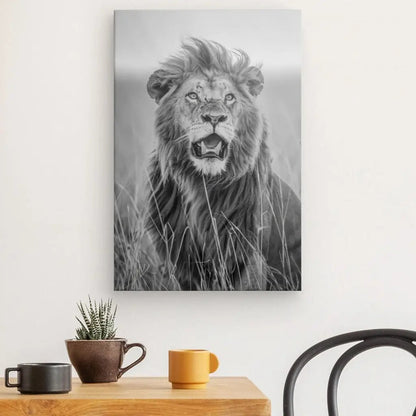 Tableau Lion Rugissement Noir et Blanc - #tag1# - #tag2# 