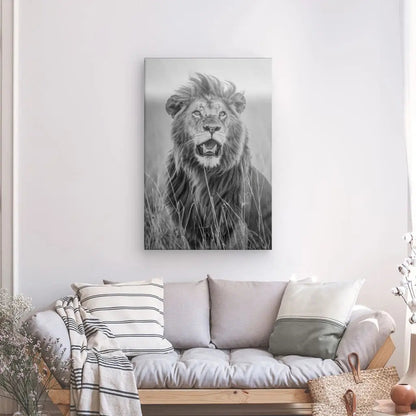 Tableau Lion Rugissement Noir et Blanc - #tag1# - #tag2# 