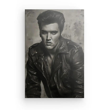 Tableau Portrait Elvis Presley Rock Noir et Blanc - #tag1# - #tag2# 