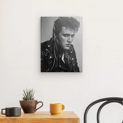 Tableau Elvis Blouson Cuir Noir et Blanc - #tag1# - #tag2# 