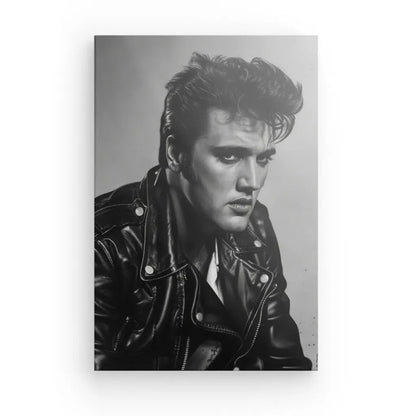 Tableau Elvis Blouson Cuir Noir et Blanc - #tag1# - #tag2# 