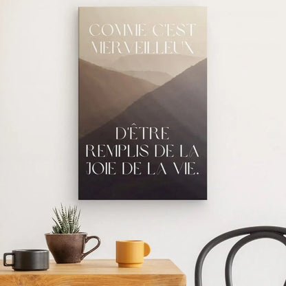 Tableau Citation Joie de vivre Beige Noir Blanc - #tag1# - #tag2# 