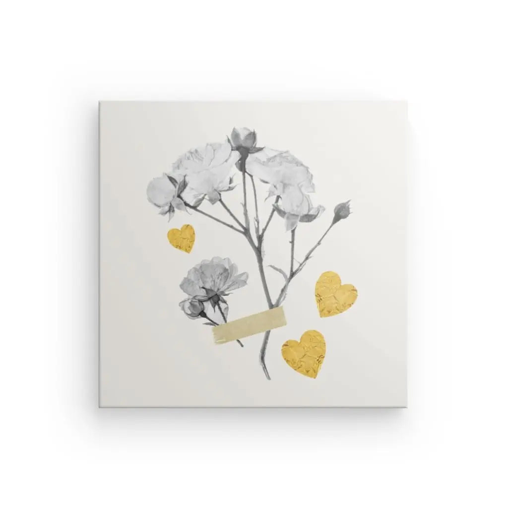 Tableau Fleurs Séchées Monochrome Coeurs Jaunes - #tag1# - #tag2# 