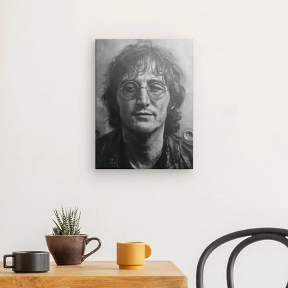 Tableau noir et blanc de John Lennon pour décoration intérieure.