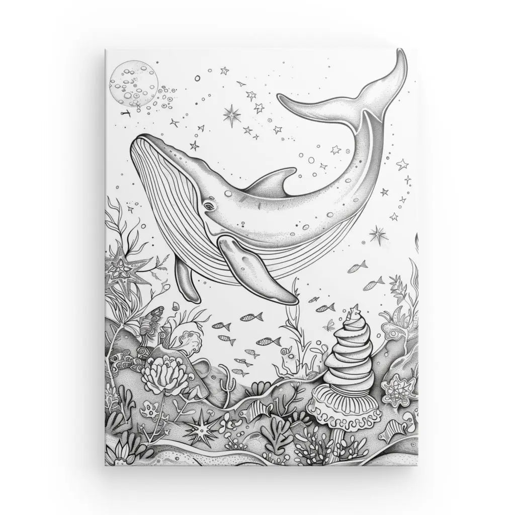 Tableau Dessin Baleine Noir et Blanc - #tag1# - #tag2# 