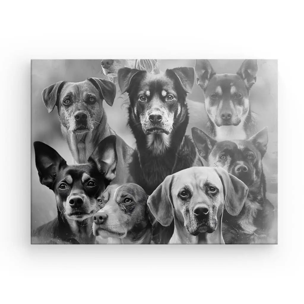 Tableau Races Chiens Noir et Blanc - #tag1# - #tag2# 