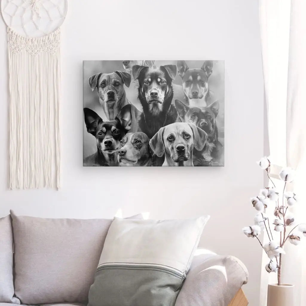 Tableau Races Chiens Noir et Blanc - #tag1# - #tag2# 