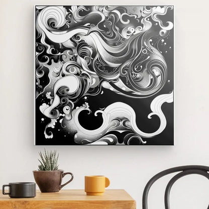 Tableau Dessin Art Abstrait Moderne Monochrome - #tag1# - #tag2# 