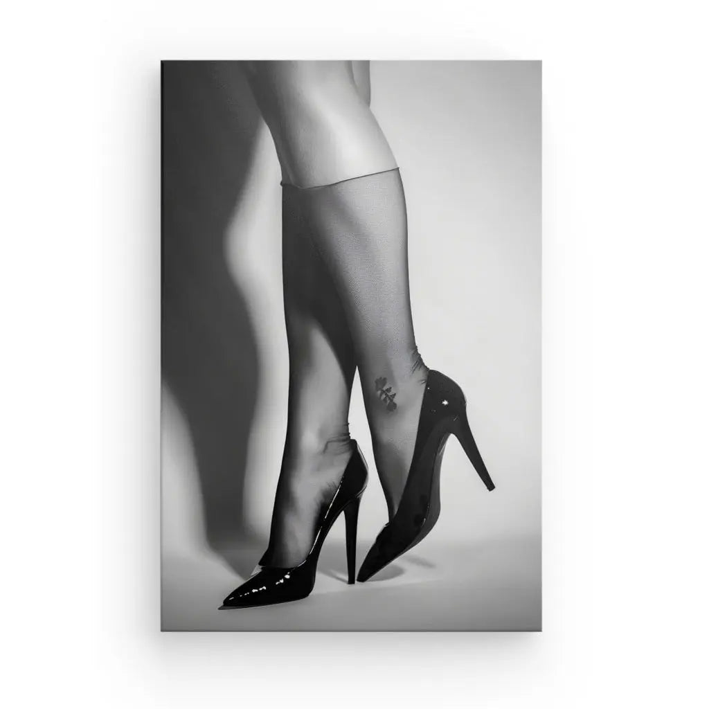 Tableau Résille Jambes Femme Escarpins Noir et Blanc - #tag1# - #tag2# 