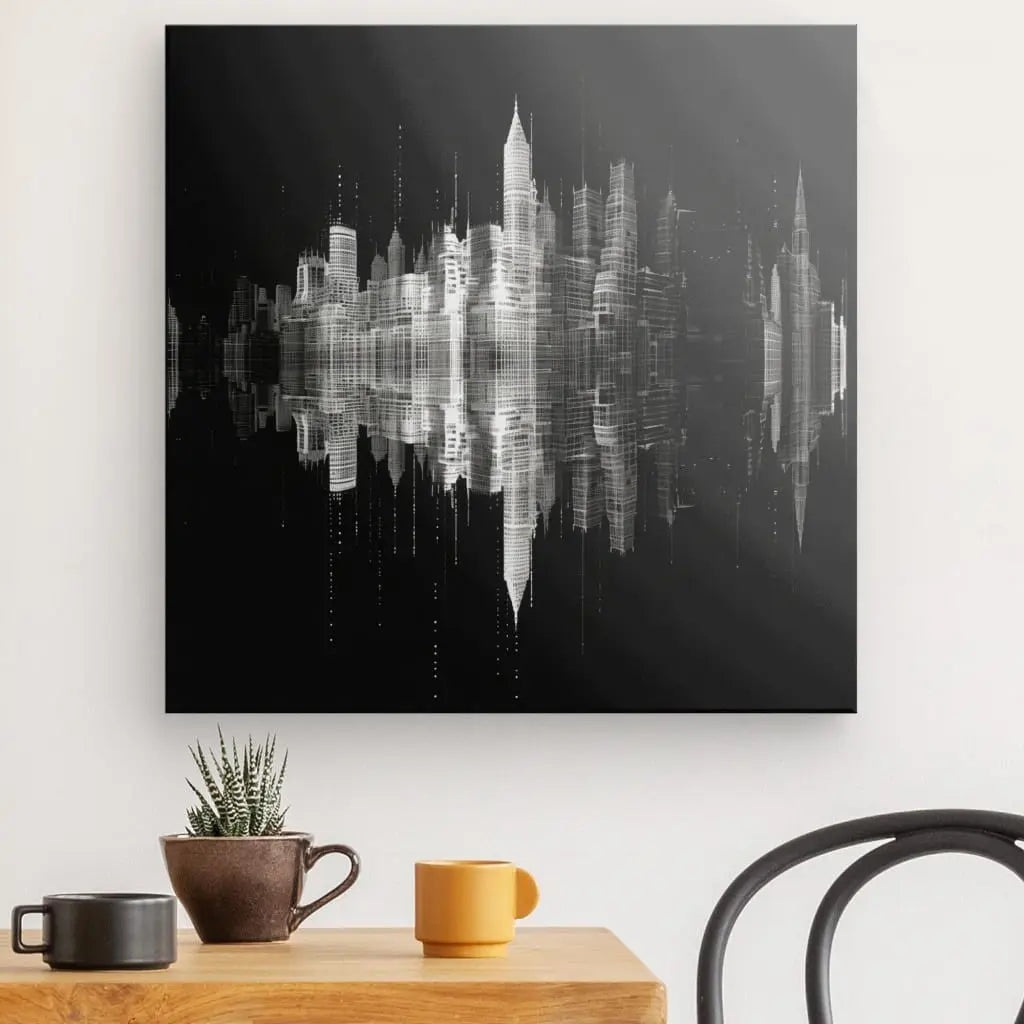 Tableau Ville Building Dessin Moderne Monochrome - #tag1# - #tag2# 