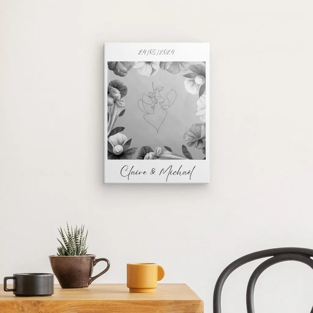Tableau Personnalisé Couple Nom et Date Monochrome - #tag1# - #tag2# 