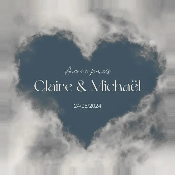 Tableau Personnalisé Amoureux Coeur Nuages - #tag1# - #tag2# 