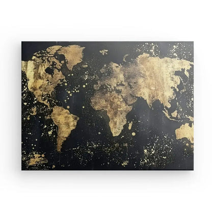 Tableau Mapmonde Dorée et Noire - #tag1# - #tag2# 