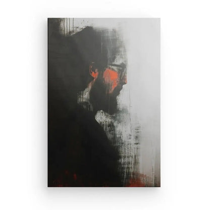 Tableau Portrait Homme  Peinture Noir Blanc Orange - #tag1# - #tag2# 