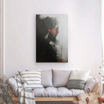 Tableau Portrait Homme  Peinture Noir Blanc Orange - #tag1# - #tag2# 