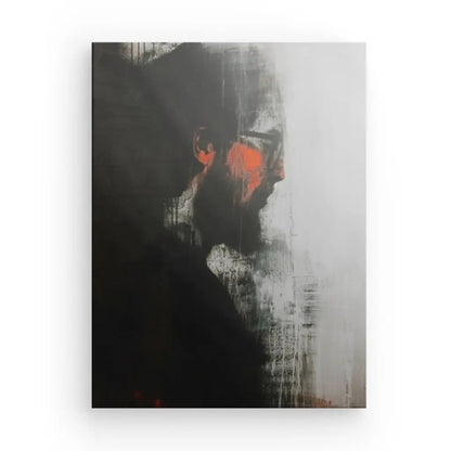 Tableau Portrait Homme  Peinture Noir Blanc Orange - #tag1# - #tag2# 
