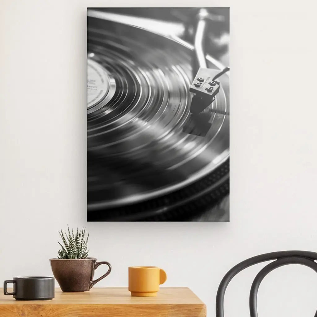 Tableau Tourne Disque Vinyle Noir et Blanc - #tag1# - #tag2# 