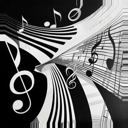 Tableau Notes Musique Noir et Blanc - #tag1# - #tag2# 
