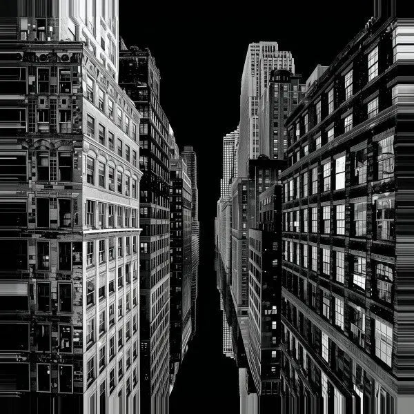 Tableau Ville Architecture Virtuelle Noir et Blanc - #tag1# - #tag2# 