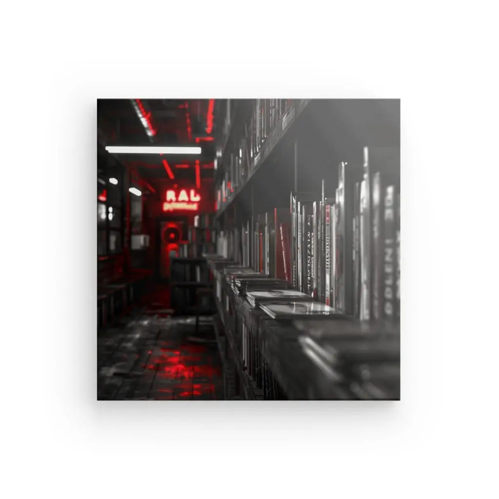 Tableau Disquaire Musique Noir Blanc Rouge - #tag1# - #tag2# 