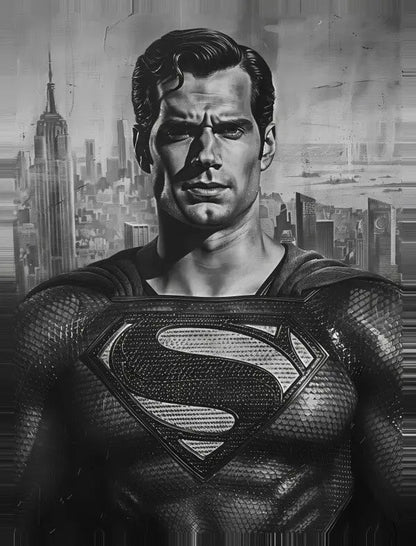 Tableau Dessin Superman Noir et Blanc - #tag1# - #tag2# 