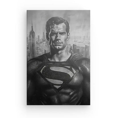 Tableau Superman noir et blanc pour décoration intérieure moderne.