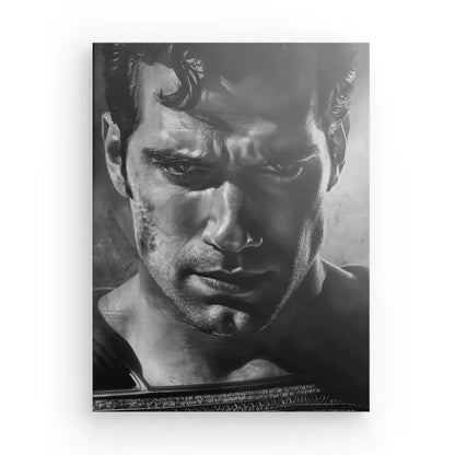 Tableau Portrait Gros Plan Superman Noir et Blanc - #tag1# - #tag2# 