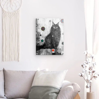 Tableau Dessin Chat Noir Touche Colorées - #tag1# - #tag2# 