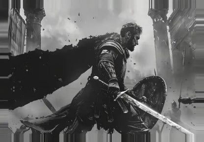 Tableau Gladiateur Dessin Noir et Blanc - #tag1# - #tag2# 