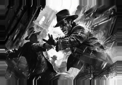 Tableau Dessin Indiana Jones Aventurier Noir et Blanc - #tag1# - #tag2# 