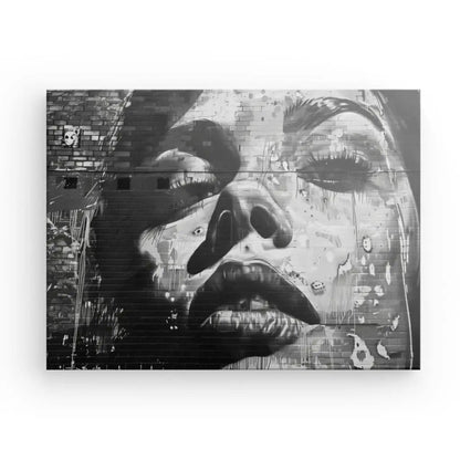 Tableau Tag Art Mural Visage Urbain Femme Noir et Blanc - #tag1# - #tag2# 