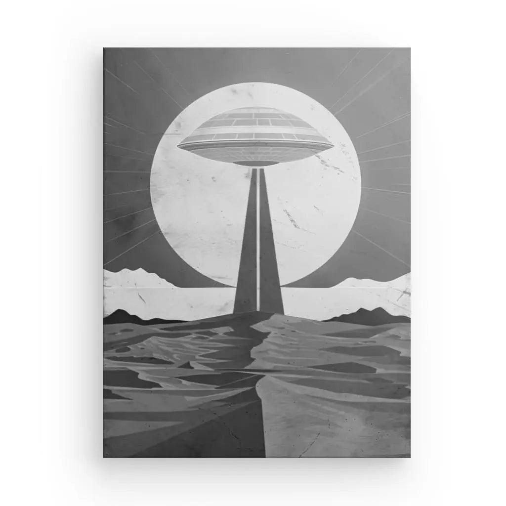 Tableau Illustration Soucoupe Volante Noir et Blanc - #tag1# - #tag2# 
